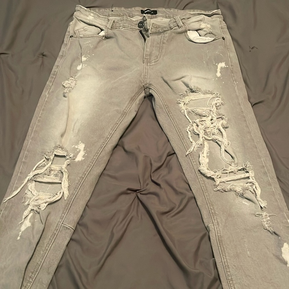 Novamen Bleached ankle zip jeans Grey/Black. Size 34/34